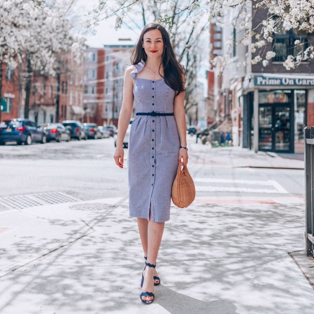 Gal Meets Glam Carly Dress Navy Gingham